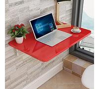 Folding Wall-Mounted Drop-Leaf Table - Space-Saving Dining Desk for Home Kitchen & Office - Compact Red 80x30cm Design