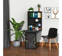 Folding Wall-Mounted Drop-Leaf Table w/Chalkboard Shelf Multi-Function HOMCOM Black One Size