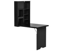 Folding Wall-Mounted Drop-Leaf Table With Chalkboard Shelf Multifunction Black