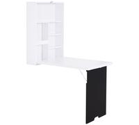 Folding Wall-Mounted Drop-Leaf Table With Chalkboard Shelf multifunction White