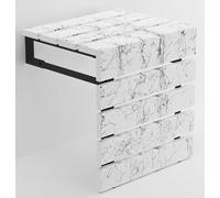 Folding Wall Mounted Handmade Patterned Teak Wood Shower Seat with Legs, ADA Compliant Durable Bath Bench, Sturdy Space-Saving Bathroom Stool, Water-Resistant Compact Chair (White, Large)