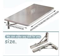 Folding Wall-Mounted Kitchen Table - Space-Saving 304 Stainless Steel Drop-Leaf Design, Ideal Dining & Breakfast Bar Table, Adjustable Size L40-120cm (L90xW50cm)