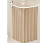 Folding Wall Mounted Shower Curtain Rod with Double Suction Cups, Adjustable Heavy Duty Shower Rod for Bathroom RV