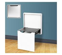 Folding Wall Mounted Shower Seat & Hallway Bench Space Saving Chair for Elderly & Handicapped Invisible Entryway Shoe Changing Stool (White)