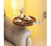 Folding Wall Mounted Table, Round Retractable Coffee Table, Adjustable Floating Desk, Space Saving Small Folding Table in Original Wood Finish