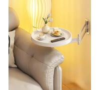 Folding Wall Mounted Table, Round Retractable Coffee Table, Adjustable Floating Desk, Space Saving Small Folding Table in Original Wood Finish