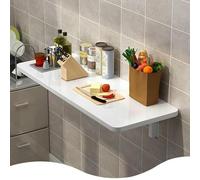 Folding Wall Mounted Table Wooden Space Saving Dining Desk Floating Laptop Desk for Laundry Room Kitchen Balcony White 40x30cm (16x12in)