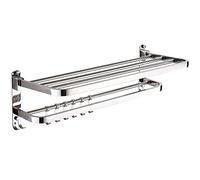 Folding Wall-Mounted Towel Rack, Towel Rail with Hook Multi-Function Double Kitchen Rack/48Cm The New