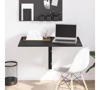 Folding Wall Table Black Wood Material 100 x 60 x 56 cm Foldable Space Saving with Triangular Bracket for Balcony Garden Camping Office