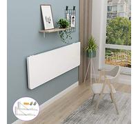 Folding Wall Table, Folding Table, Dining Table, Computer Table, Wall Mounted Workbench, Wooden Table for Children, Kitchen Console with Invisible Wall, Space-saving, White (105 x 60 cm/41 x 24 in)
