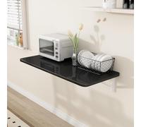 Folding Wall Table Space Saving Desk for Small Areas Multi Functional Black Bureau for Kitchen Dining Room or Workshop (70x50cm)