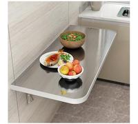 Folding Wall Table Wall Desk, Space Saving Wall Mounted Folding Table, Laundry Room Wall Mounted Table for Small Spaces, Home Office, Garage,Silver,120x30cm
