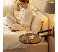 Folding Wall Tray for Bed | Retractable Wall-Mounted Tray | Small Round Desk | for Homeowners Renters Apartment Bedroom Bathroom Kitchen Small Spaces Balcony Entryway Drinks Phones
