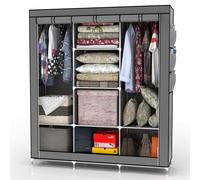 Folding Wardrobe 130x175x45 cm Fabric Wardrobe Canvas Camping Clothes Rail