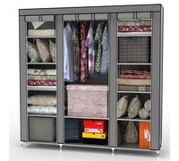 Folding Wardrobe 150x175x45 cm Fabric Wardrobe Canvas Camping Clothes Rail
