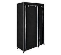 Folding wardrobe Black Fleece Cover Steel Tube 110x45x175 cm Portable Dustproof