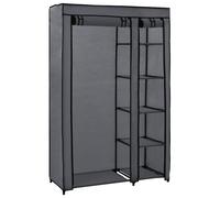 Folding wardrobe Grey 110x45x175cm Portable Fleece fabric cover Steel tube frame