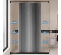 Folding washable linen shower curtain,waterproof magnetic shower curtain-grey-W100cm-H200cm