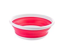 Folding Washbasin Up Bowl, Multi-Functional Round Washbasin, Collapsible Washing Up Bowl Basin Washing Basket, Folding Silicone Basin Bowl for Outdoor Travel Camping Hiking, Red, 13.0 * 13.0 * 5.1in