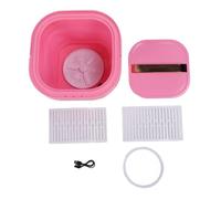 Folding Washing Machine Portable Mini Foldable Washer Dryer Rechargeable Underwear Washing Machine for Travel Camping Apartment Dorms Silicone Material 29x29x28.5cm 1766g (Pink)