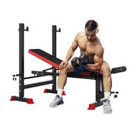 Folding Weight Bench with Squat Rack and Leg Developer, Adjustable Fitness Lifting Benches for Gym, Workout, Preacher Curl Rack, Multi-functional Exercise Equipment 250kg Weight Capacity