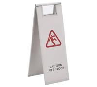 Folding Wet Floor Sign | Stainless Steel Construction with Double-Sided Warning | Commercial Caution Sign for Cleaning in Progress & Slippery Floors