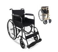 Folding Wheelchair, 46 cm Seat, Manual Brake, Removable Backrest, Fold-Down Footrest, Strong Wheelchair for Disabled, Gray