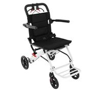 Folding Wheelchair Compact Seat Comfortable Brake Footrest Storage Bag Portable Lightweight Durable Support with Easy Folding Travel Outdoors Indoor Black White