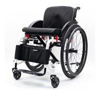 Folding Wheelchair, Durable Steel Transport Chair, Lightweight Self-Propelled Manual Design with Anti-Tipper, Portable for Adults and Seniors