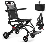 Folding Wheelchair for Adults | 13lbs Utral Lightweight | All-Terrain Transport Wheelchairs for Seniors | w/Hand Brakes Flip-up Armrest | Foldable Portable Wheel Chairs for Daily Use | Support 286lbs
