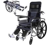 Folding Wheelchair, High-Back Reclining Self-Propelled Manual Wheelchairs Scooter with Tray Table & Bedpan, for Bariatric and Disabled Mobility Needs 300-Lbs