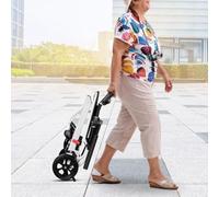 Folding Wheelchair Lightweight Portable Transit Travel Chair for Adults Ergonomic Design Wheelchair with Adjustable Safety Strap Carbon Steel Frame PU Wheels for Smooth Rid