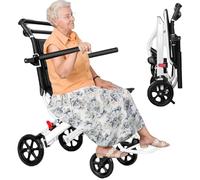 Folding Wheelchair, Portable Lightweight 8.2kg Travel Wheelchair with Handbrakes /280-Degree Rotating Handrails/360-Degree Front Wheels/Seat Belts, 200lb Weight Capacity