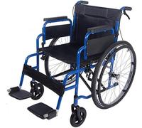 Folding Wheelchair Self Propelled Lightweight Transit Mobility Aid with Footrest, Armrest and Brake, 20-Inch Wide Seat
