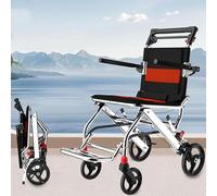 Folding Wheelchair Steel Chair with Hand Brake Lightweight Foldable Ultralight Comfortable Foldable Wheelchair Wheel Chairs for Adults Ideal to Put in The Trunk (A)