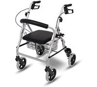 Folding Wheeled Walker, Folding Rollator Walker with Seat, Wheels, Basket, Brakes for Seniors and Medical Use