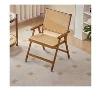 Folding Wicker Dining Chairs with Armrests, All-Weather Stackable for Outdoor Patio Deck Garden Use