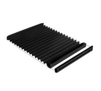 Folding Window Shade for RV Doors with Black Slub Material Aluminum Rails and Precision Fit for Lippert Prepped Entry Applications