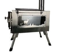 Folding Wood Burning Stove with Freestanding Outdoor Stainless Steel Chimney,Stainless Steel Material,Outdoor Heating Stove,Tent Heater,Camping Kitchen Utensils