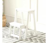 Folding Wooden 2-Step Stool Chair - Multifunctional Footrest for Home, Kitchen & Library - Compact Climbing Aid, Space-Saving Design