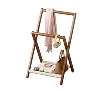 Folding Wooden Corner Clothes Rail Stand, Bedside Wardrobe Floor Organizer, Space Saving, Easy Assembly, Ideal for Bedroom Small Spaces Balcony Home Office
