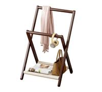 Folding Wooden Corner Clothes Rail Stand, Bedside Wardrobe Floor Organizer, Space Saving, Easy Assembly, Ideal for Bedroom Small Spaces Balcony Home Office