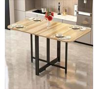 Folding Wooden Dining Table - Extendable Drop Leaf Kitchen Table Space-Saving Multifunctional Furniture for Living Room Black 100cm - Compact & Versatile Design