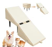 Folding Wooden Dog Ramp & Step Stool NonSlip Pet Stairs for Couch & Bed Ideal for Small Medium Dogs Features AntiSlip Pad & Suction Cups Beige