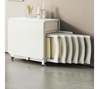 Folding Wooden Drop Leaf Kitchen Table Set with 6 Chairs Extendable Mobile Dining Furniture for Restaurant & Living Room Warm White 1.4m Space-Saving Design