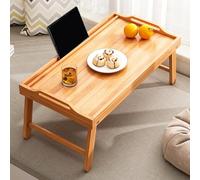 Folding Wooden Rectangular Tea Table - Low Profile Space-Saving Design for Small Rooms Apartments Offices - Easy Storage & Convenient Use