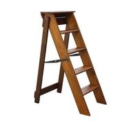 Folding Wooden Step Stool, Sturdy 5-Step Design for Easy Access to High Places, Space-Saving Solution for Home and Kitchen