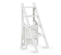 Folding Wooden Stool Ladder Chair - Multi-Functional Convertible Seat for Home Use Space-Saving Design Ideal for Kitchen Office and Garden