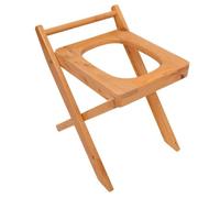 Folding Wooden Toilet Commode Chair with Bucket - Portable Bedside Potty & Shower Seat for Seniors Disabled Pregnant Women Easy to Clean Sturdy & Comfortable