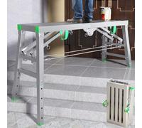 Folding Workbench, Carbon Steel Height Adjustable Multi-Purpose Scaffolding Tower Ladder Stool with Non-Slip Feet for Cleaning, Painting, and Car Washing